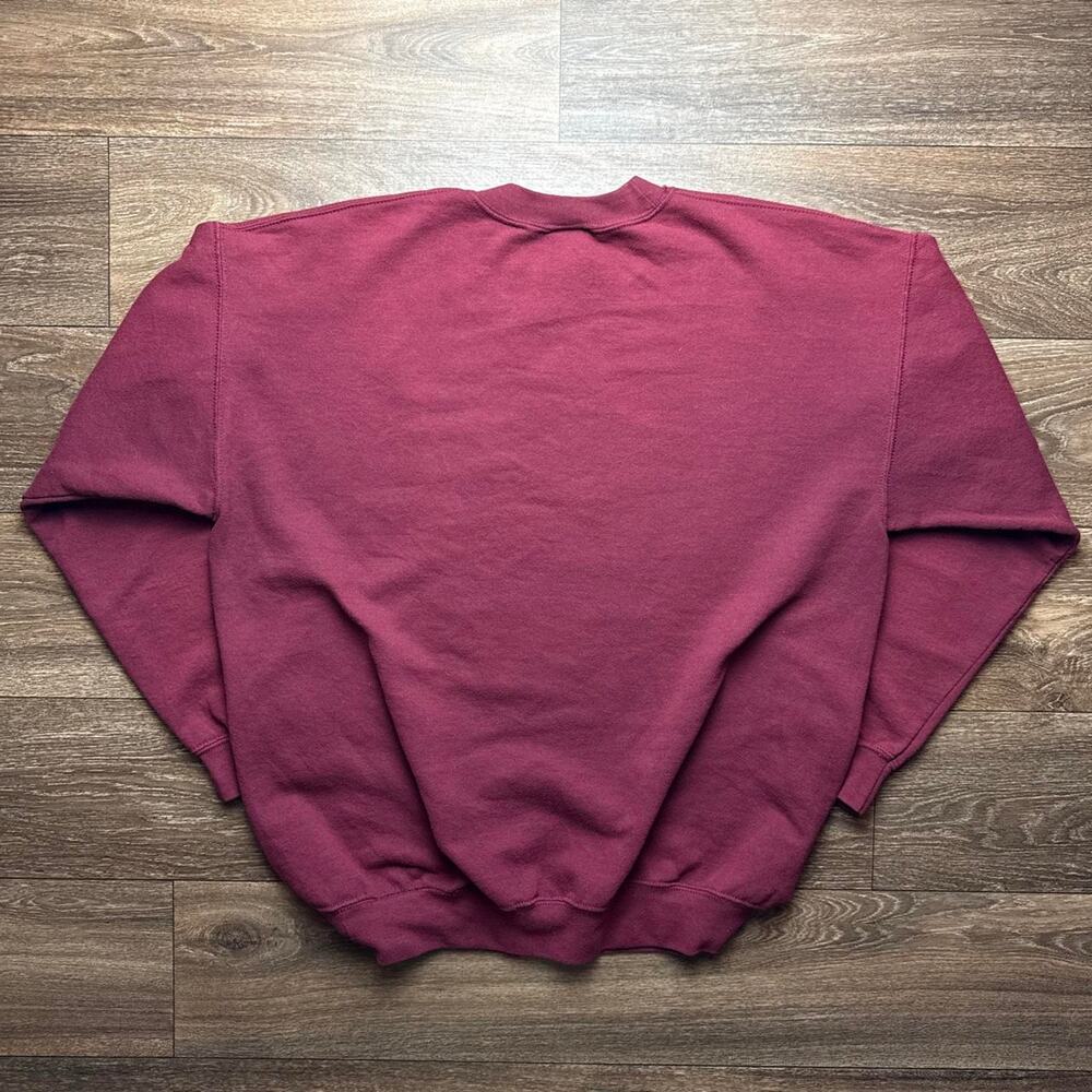 Y2K Burgundy Fall Mailbox Crewneck Sweatshirt with Graphic of a Mailbox - Picture 4 of 4